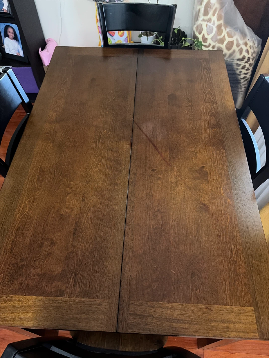 Dark Wood Dining Table with Extension Leaf - photo 2