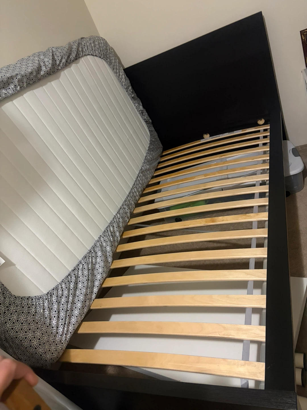 Black Bed Frame with Headboard and mattress - photo 2