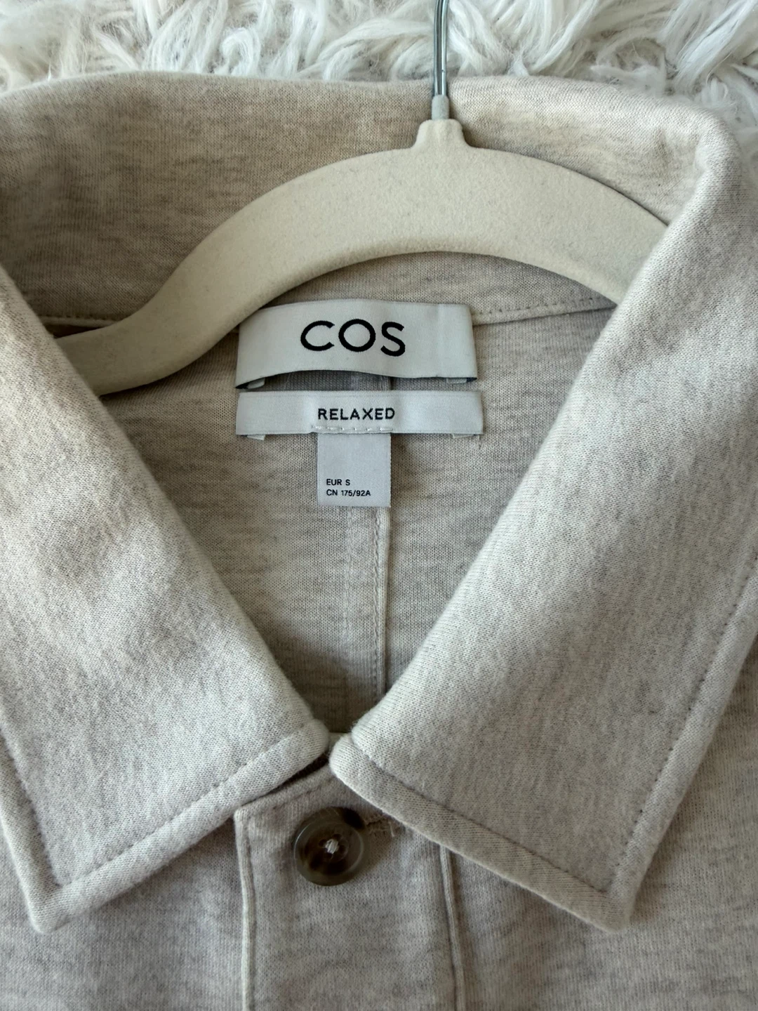 COS Relaxed Fit Long Sleeve Polo Shirt - Beige - Size S - photo 2