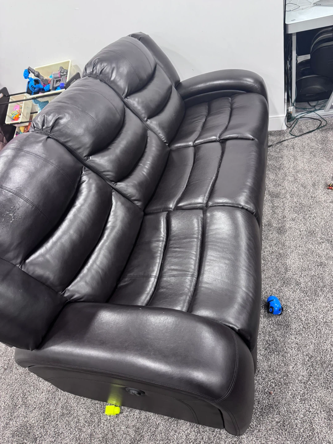Brown Leather Power Reclining Sofa - photo 3