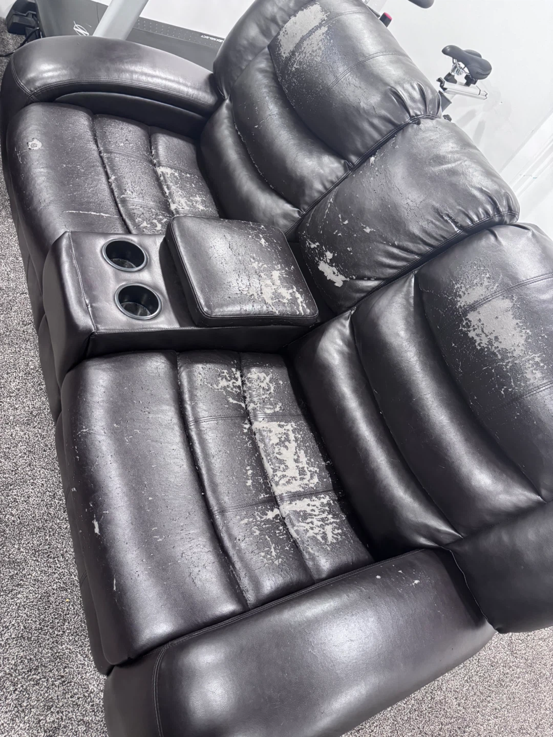 Brown Leather Power Reclining Sofa - photo 4