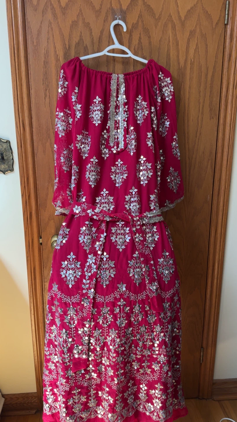 Pink Embroidered Lehenga with Mirror Work
