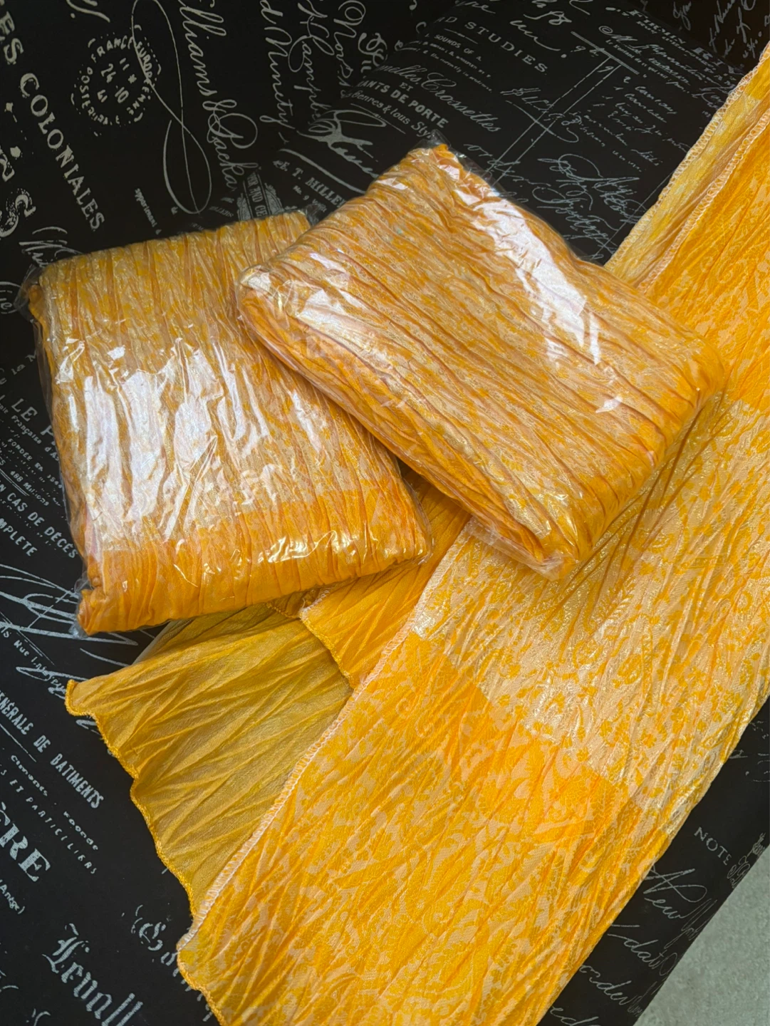 Orange Crinkle Fabric Patka