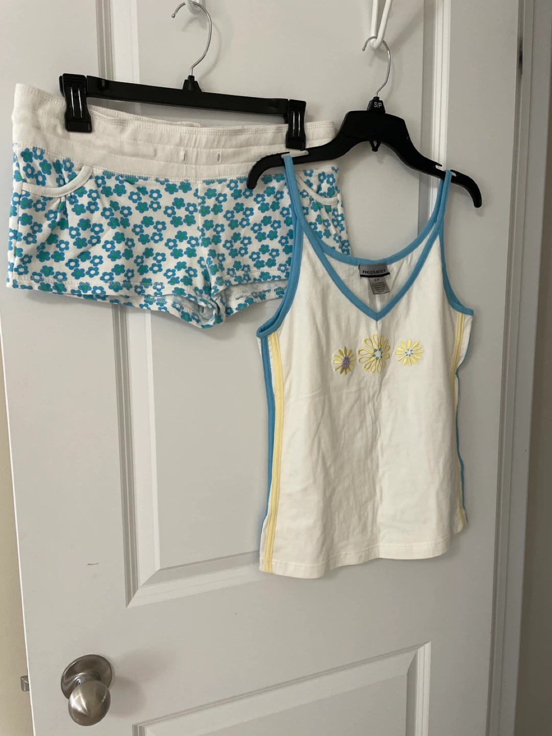 White Floral Tank Top and Shorts Set