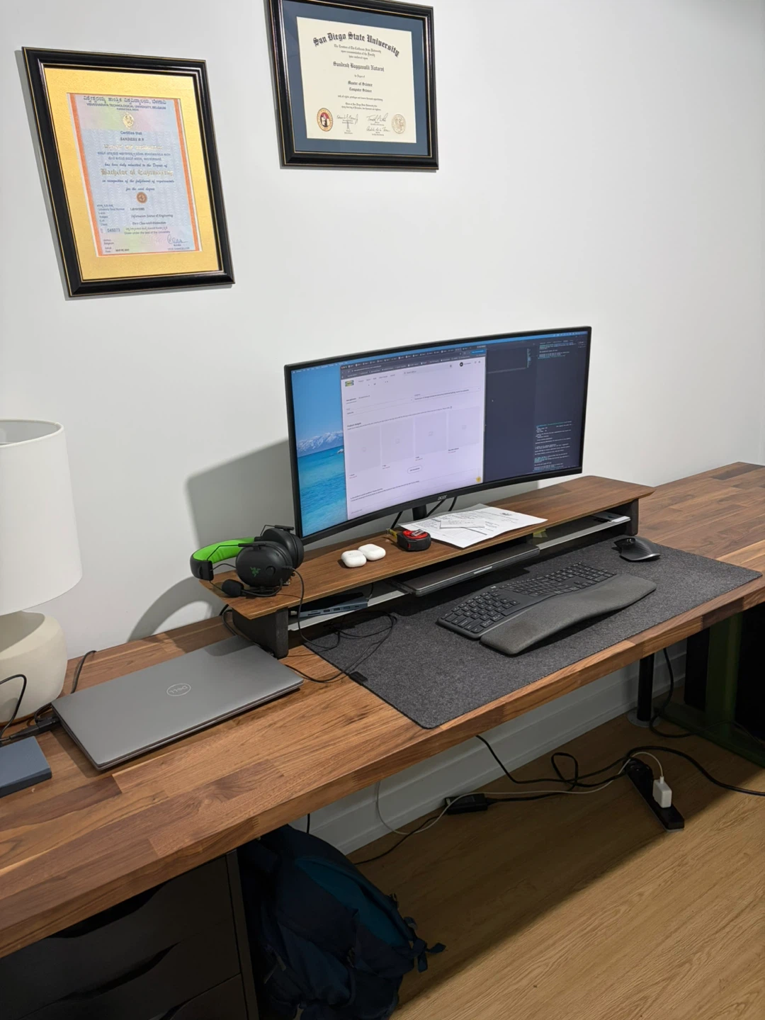 IKEA KARLBY Walnut Veneer Countertop / Desk Setup – 98” Like New