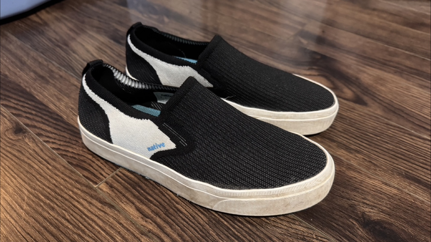 Native Shoes - Black/White Slip-Ons - US Size 8