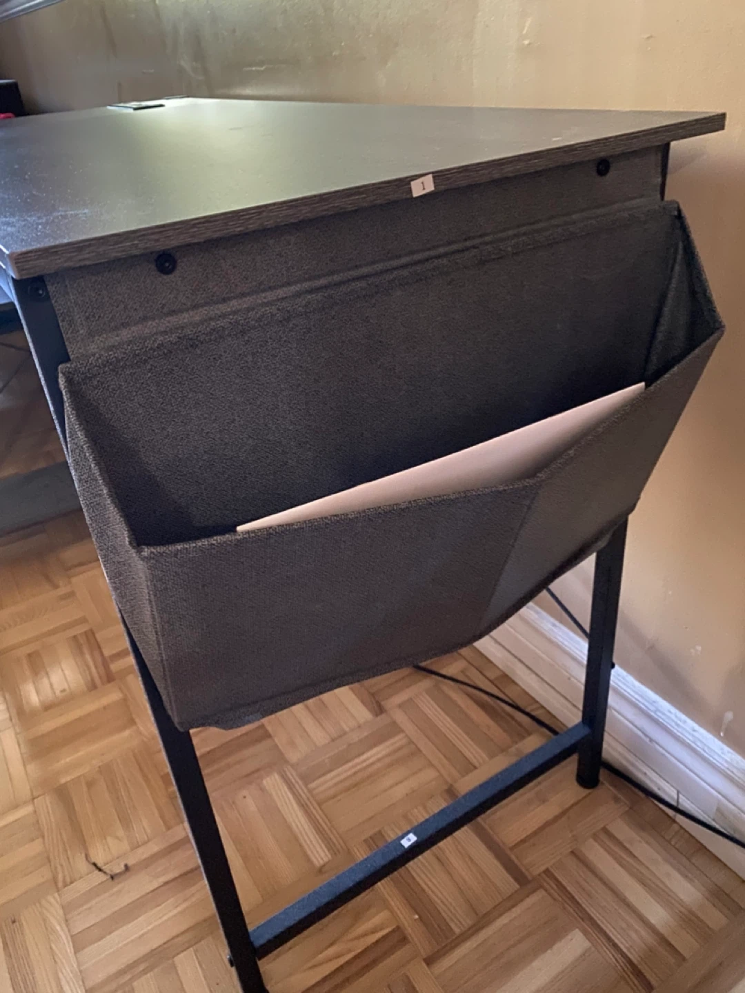 Grey L-Shaped Computer Desk with Built-in Outlet - photo 5