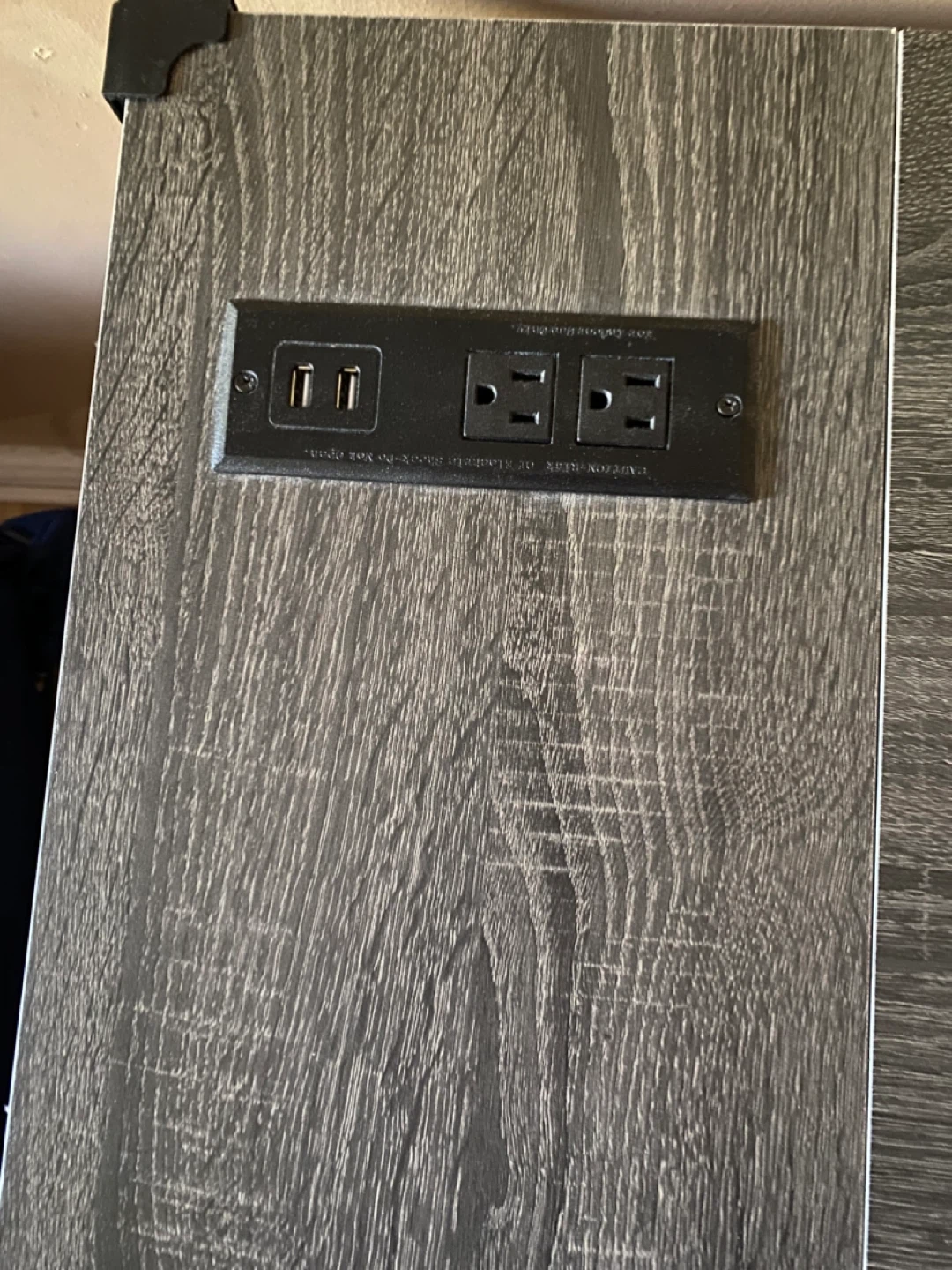 Grey L-Shaped Computer Desk with Built-in Outlet - photo 3