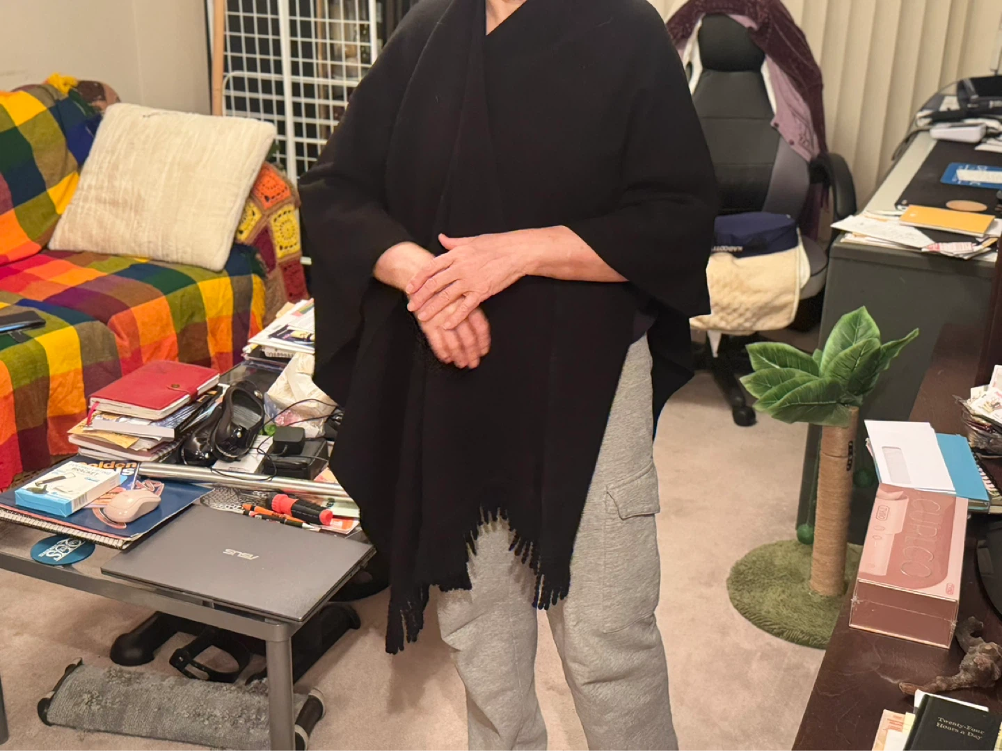 Holt Renfrew Black Fringe Poncho