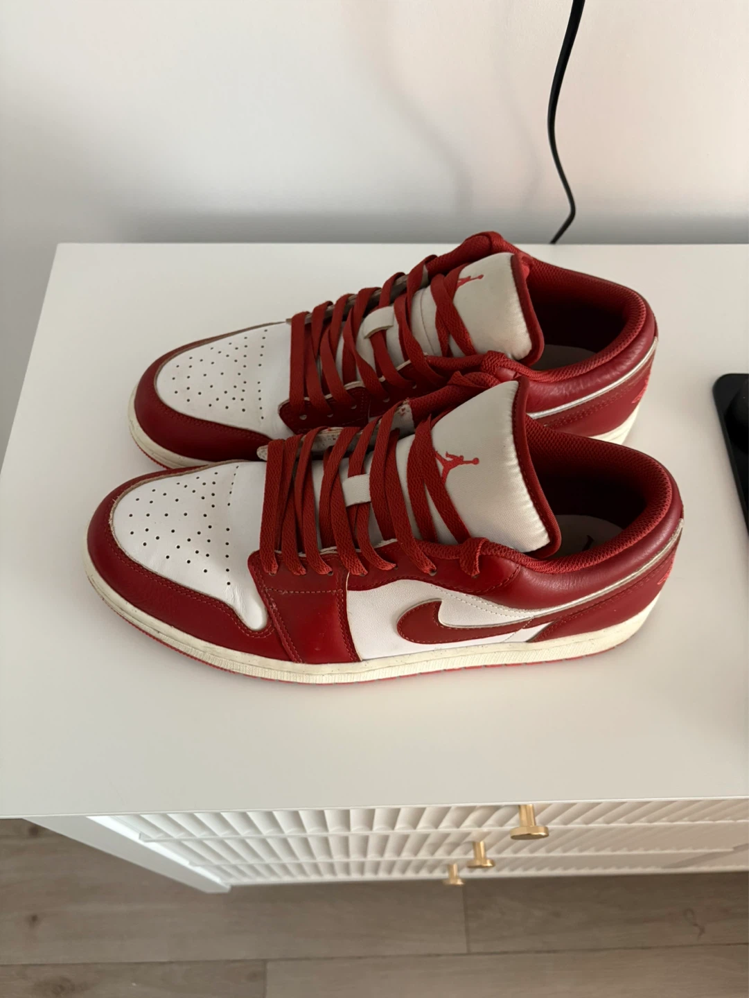 Air Jordan 1 Low Red and White Sneakers