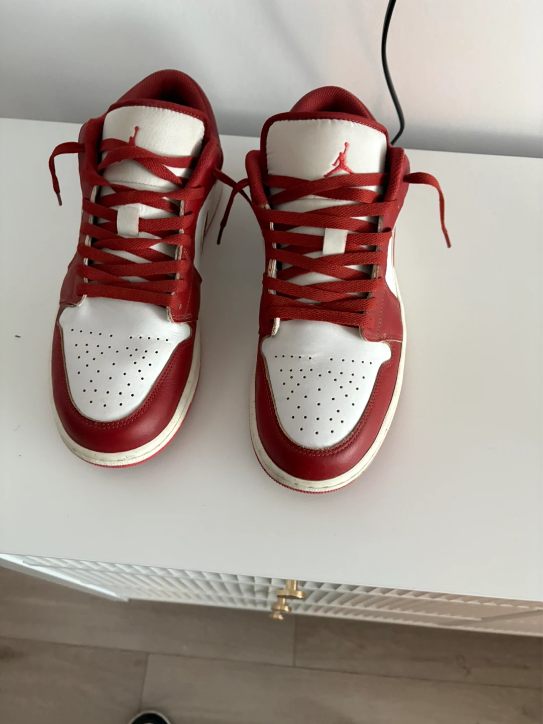 Air Jordan 1 Low Red and White Sneakers - photo 5