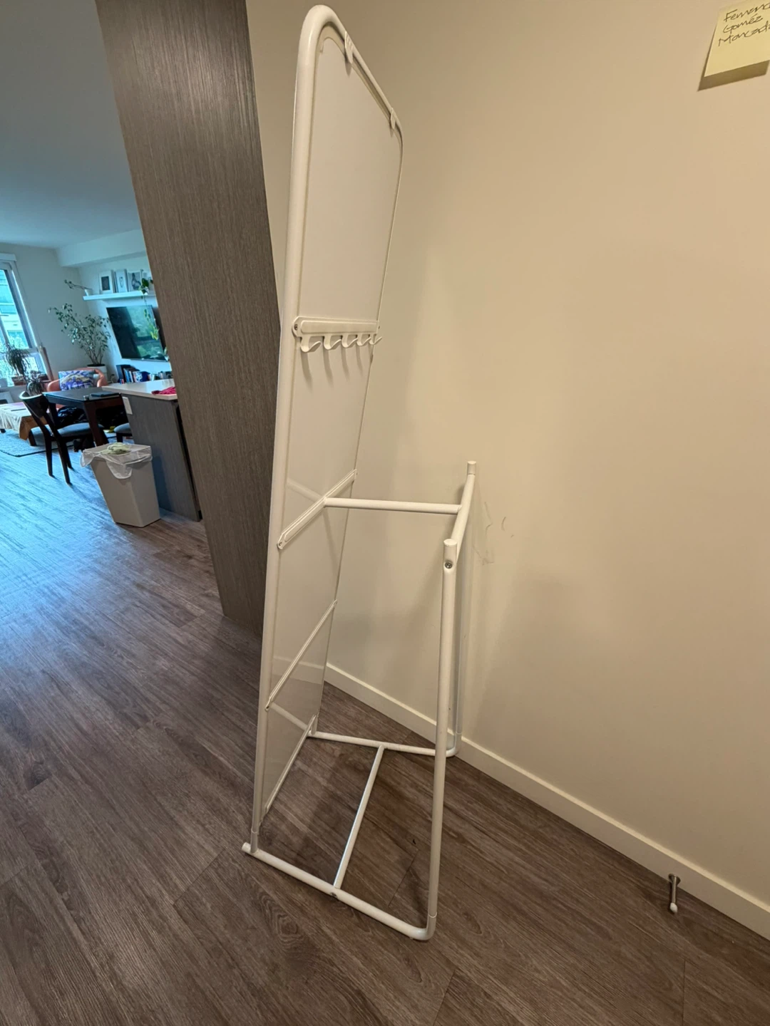 White Full Length Mirror with Hooks - photo 3