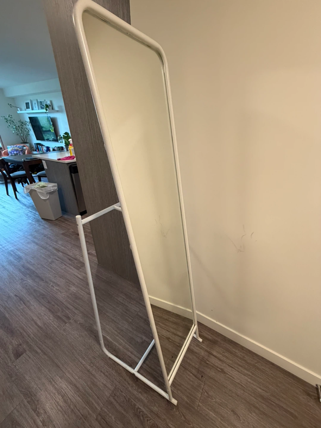White Full Length Mirror with Hooks