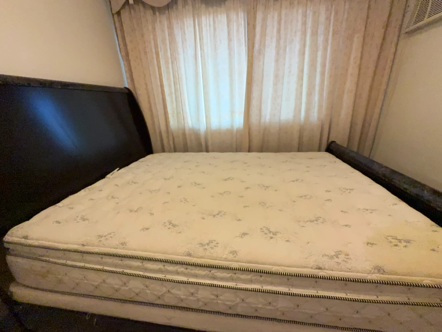 Dark Wood Sleigh Bed Frame and Mattress - photo 2