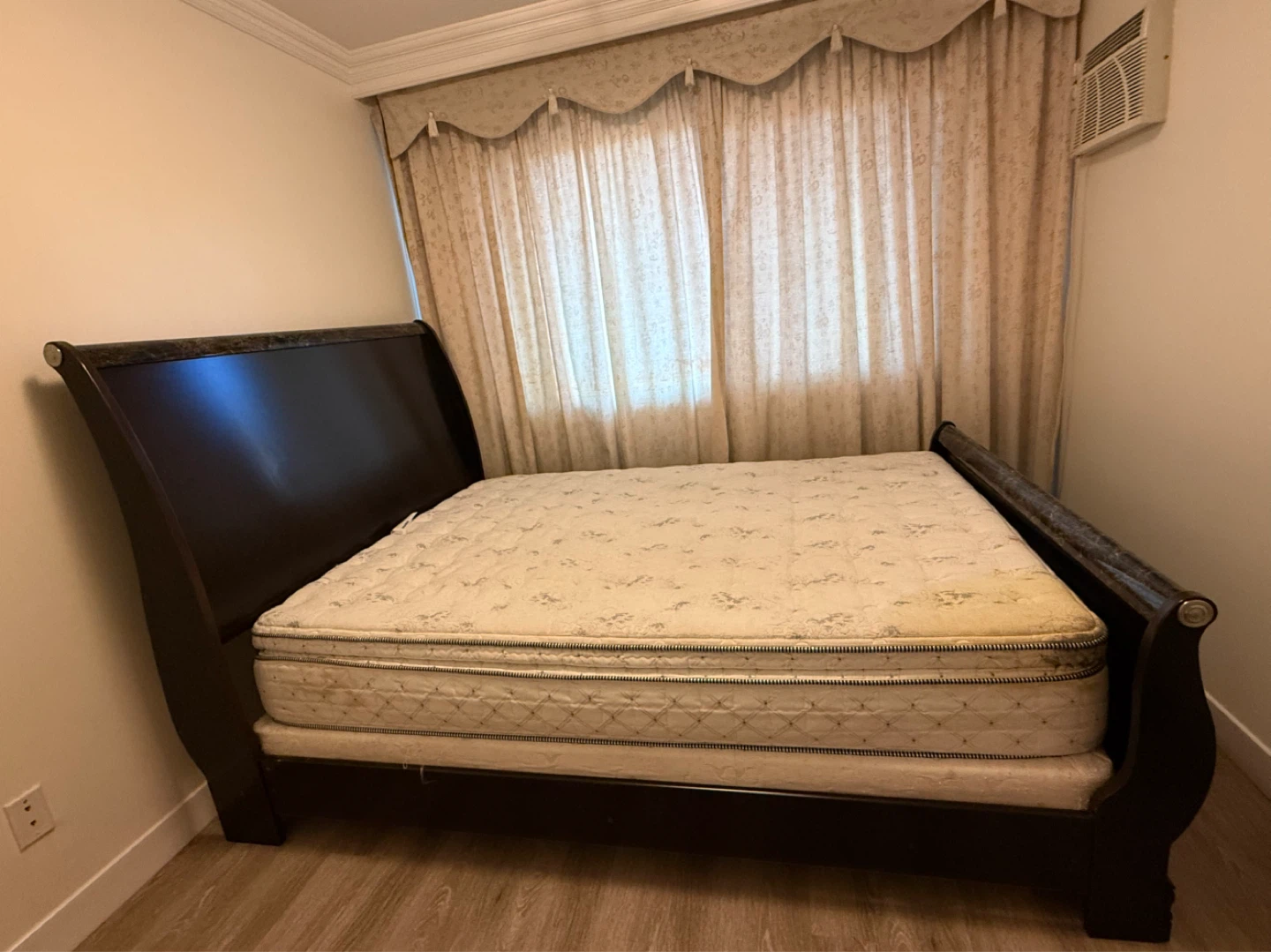 Dark Wood Sleigh Bed Frame and Mattress - photo 4