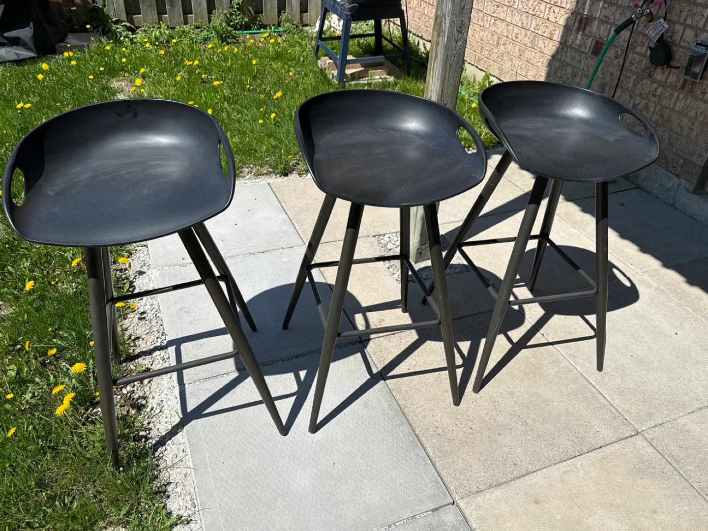 Set of 3 Black Bar Stools