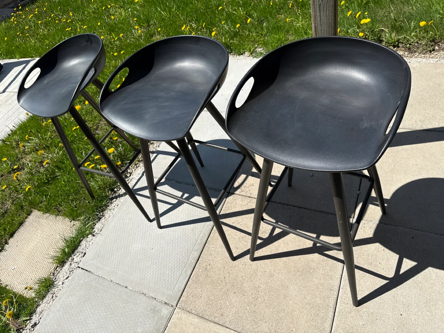 Set of 3 Black Bar Stools - photo 2