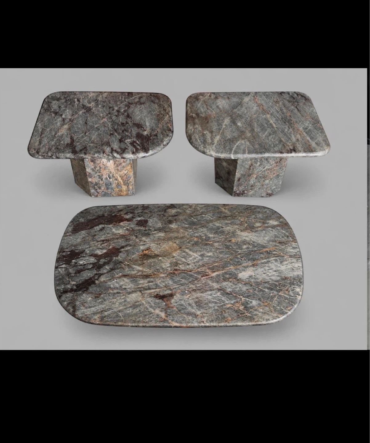 Elegant Pure Marble Table Set – Coffee Table + 2 Side Tables