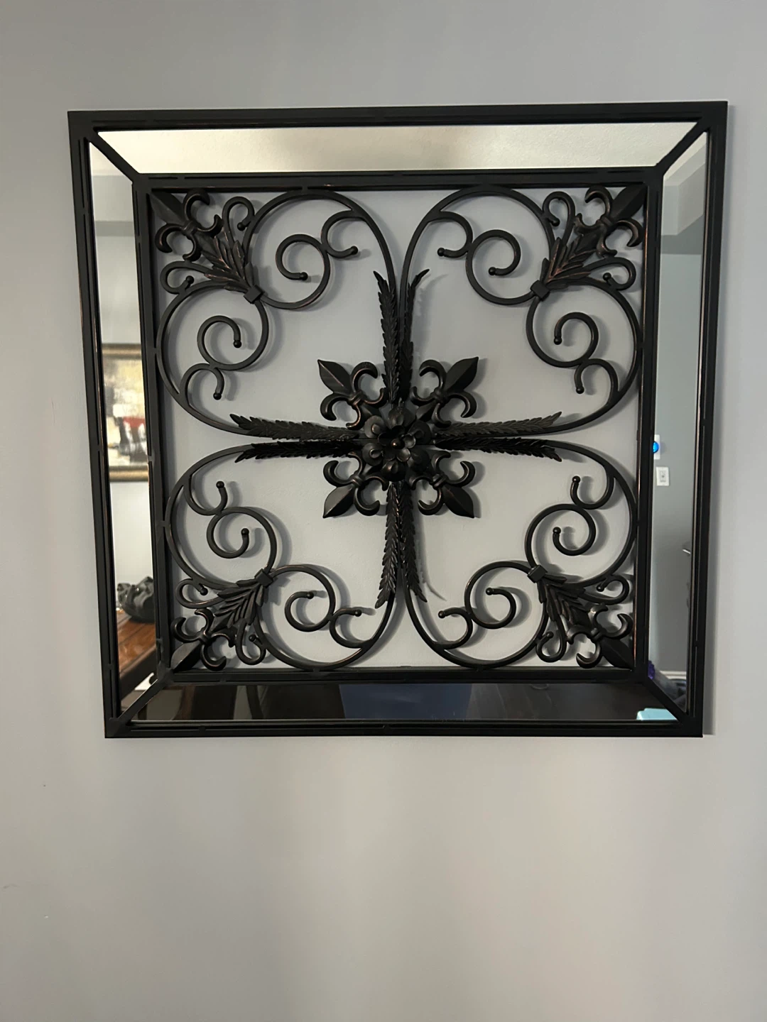 Decorative Wall Mirror with Black Metal Scrollwork - photo 3