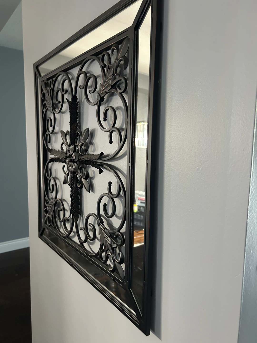Decorative Wall Mirror with Black Metal Scrollwork - photo 2