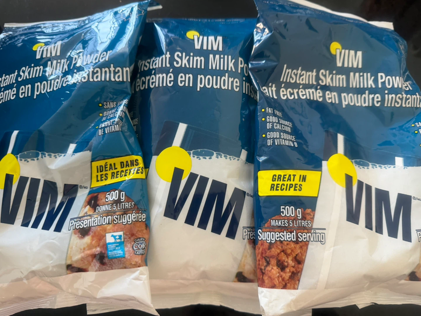 VIM Instant Skim Milk Powder - 500g (3-Pack)