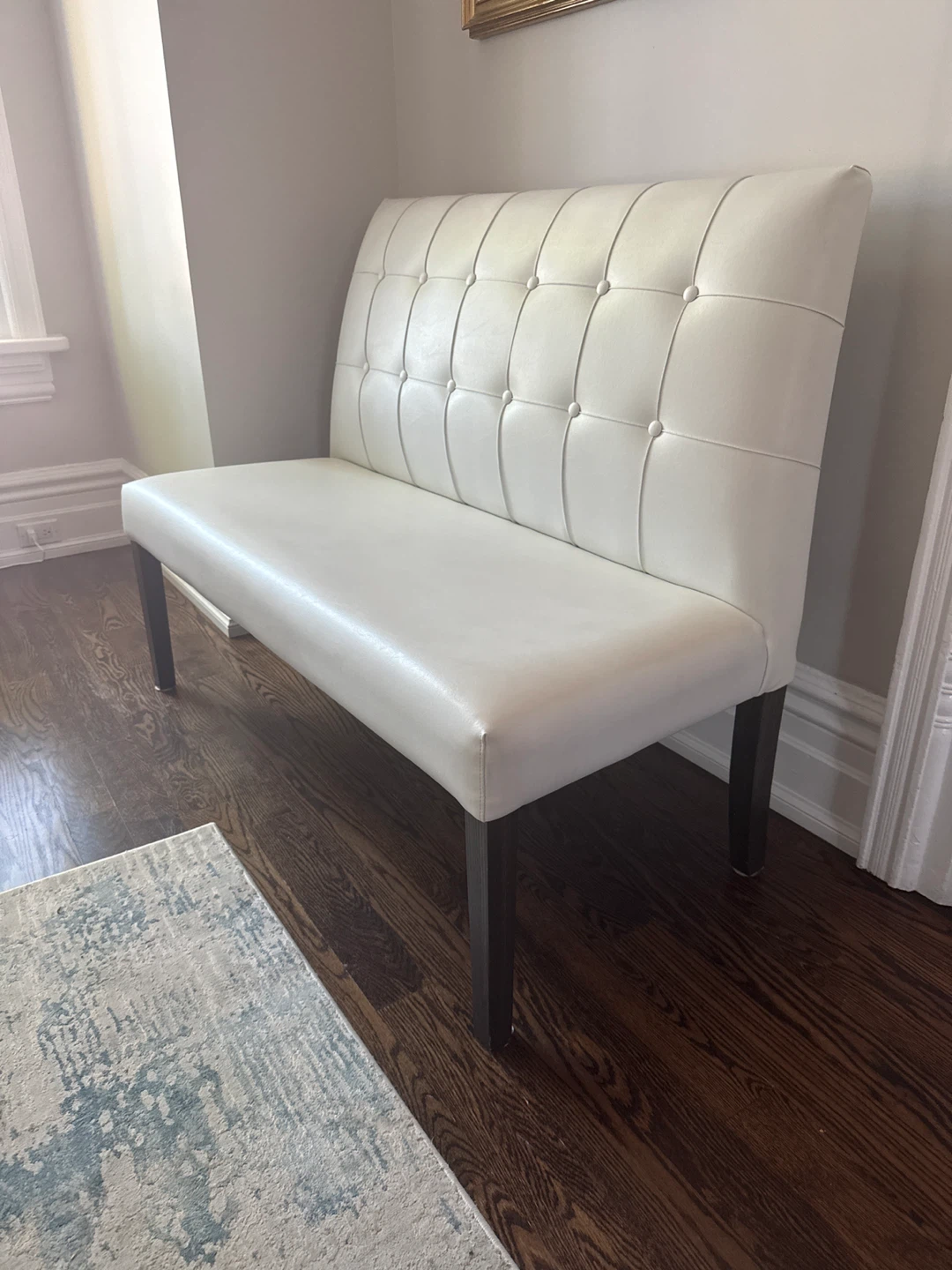 White Tufted Loveseat - photo 2