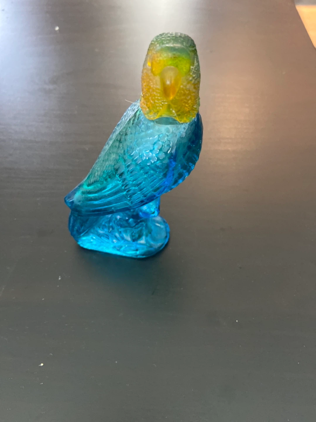 VINTAGE AVON Blue Glass Budgie Bird Perfume Bottle