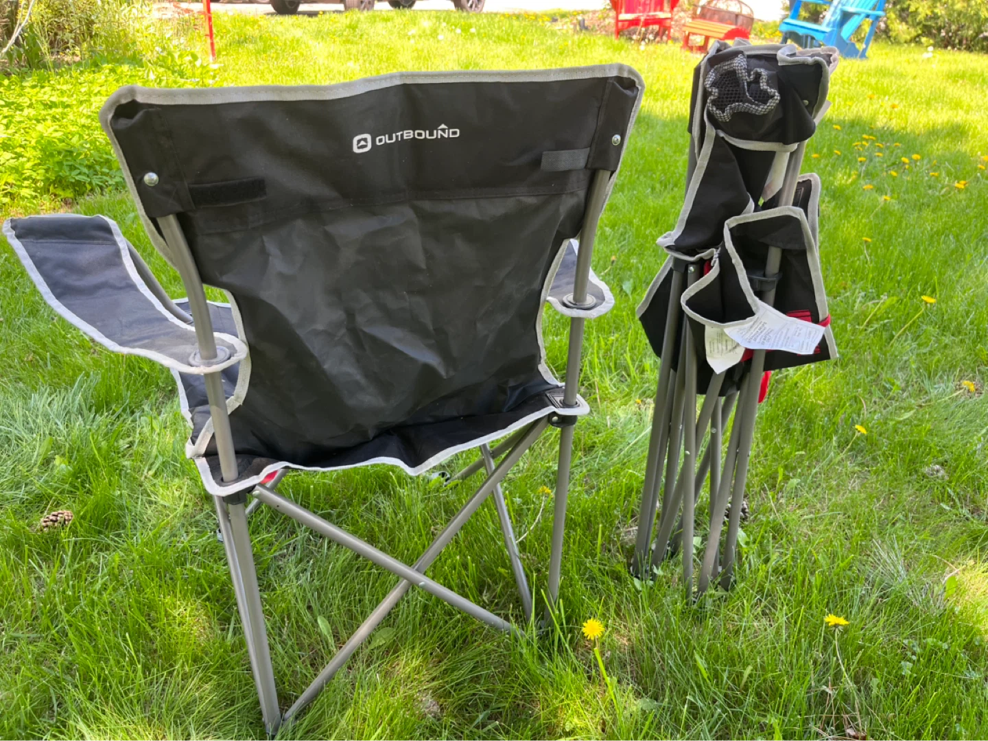 2 Outbound Black Camping Chairs with Cup Holder - photo 2