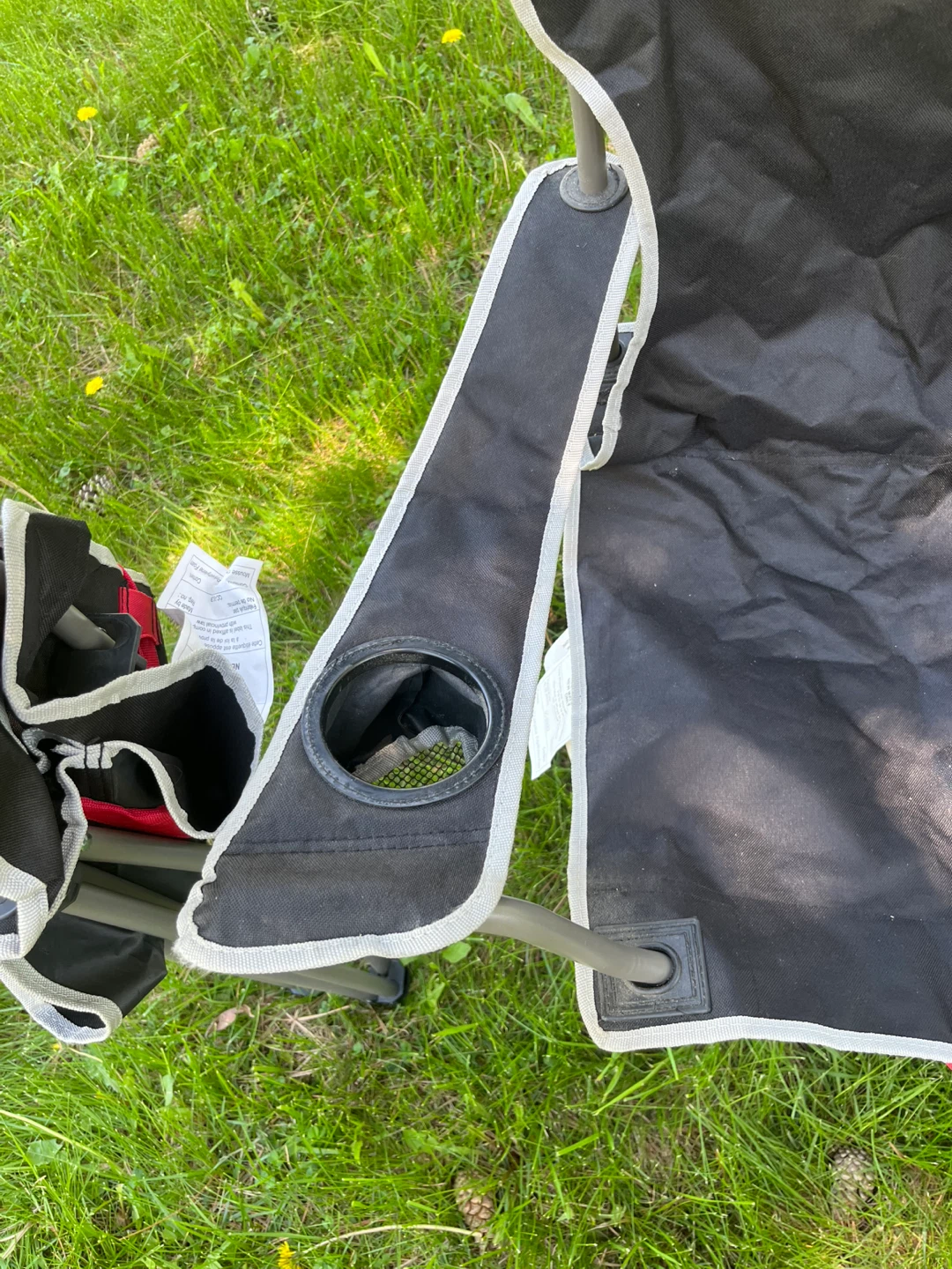 2 Outbound Black Camping Chairs with Cup Holder - photo 3