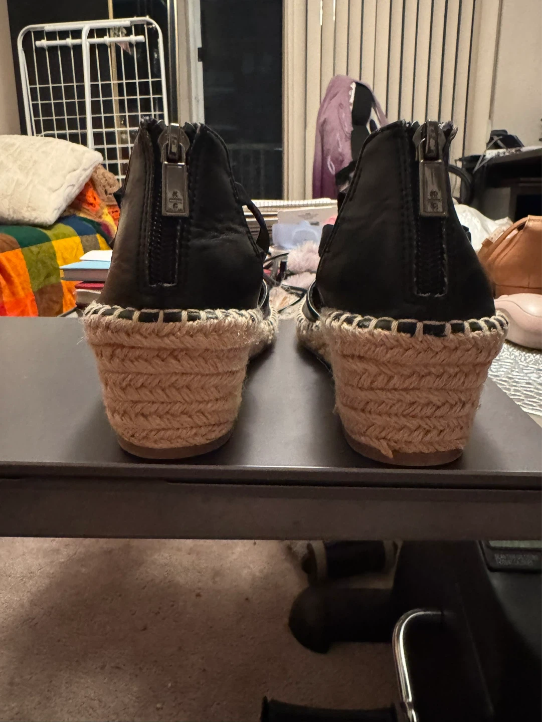 Reaction Kenneth Cole Black Espadrille Wedge Sandals, Size 6.5 - photo 4