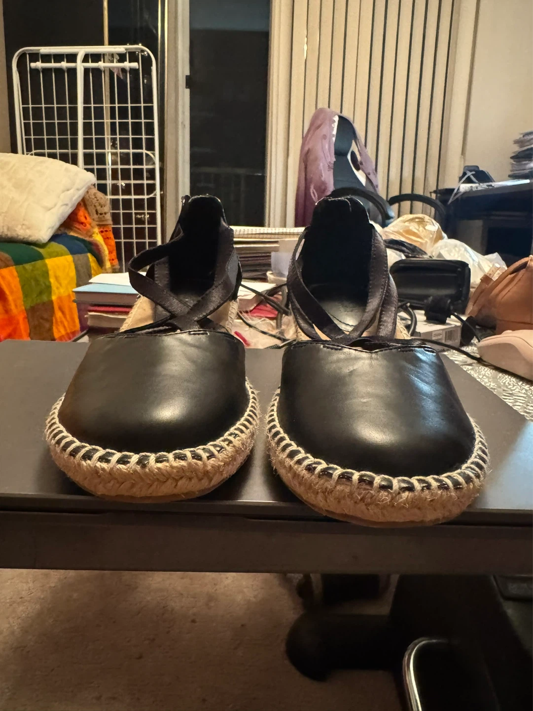 Reaction Kenneth Cole Black Espadrille Wedge Sandals, Size 6.5 - photo 2