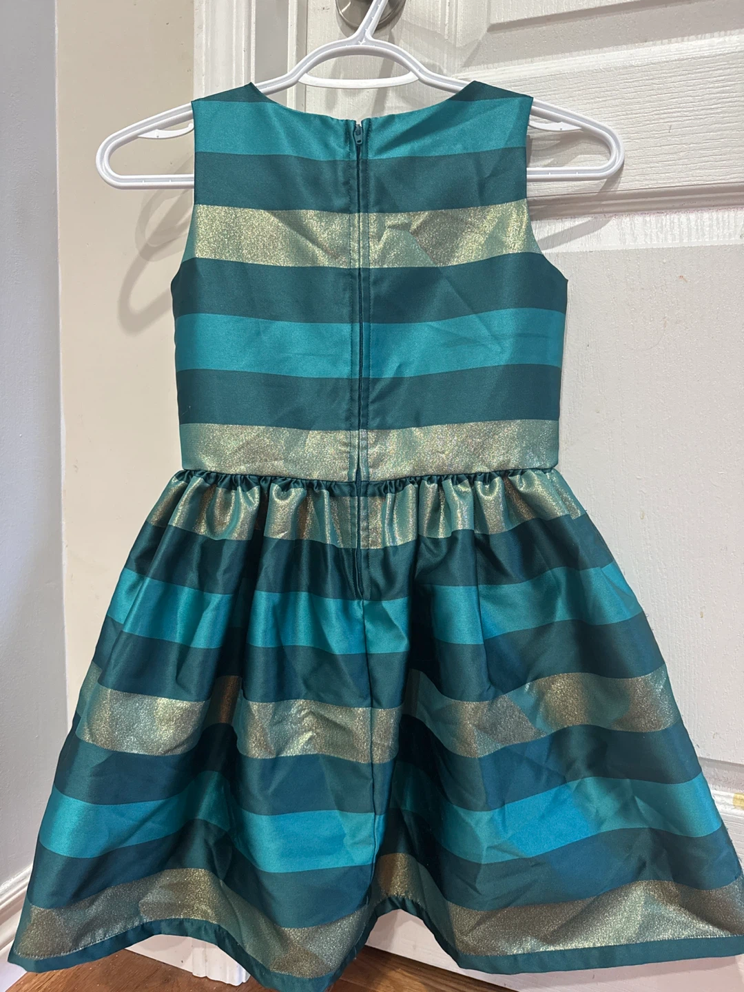Children's Place Girls Teal Gold Striped Dress - photo 2