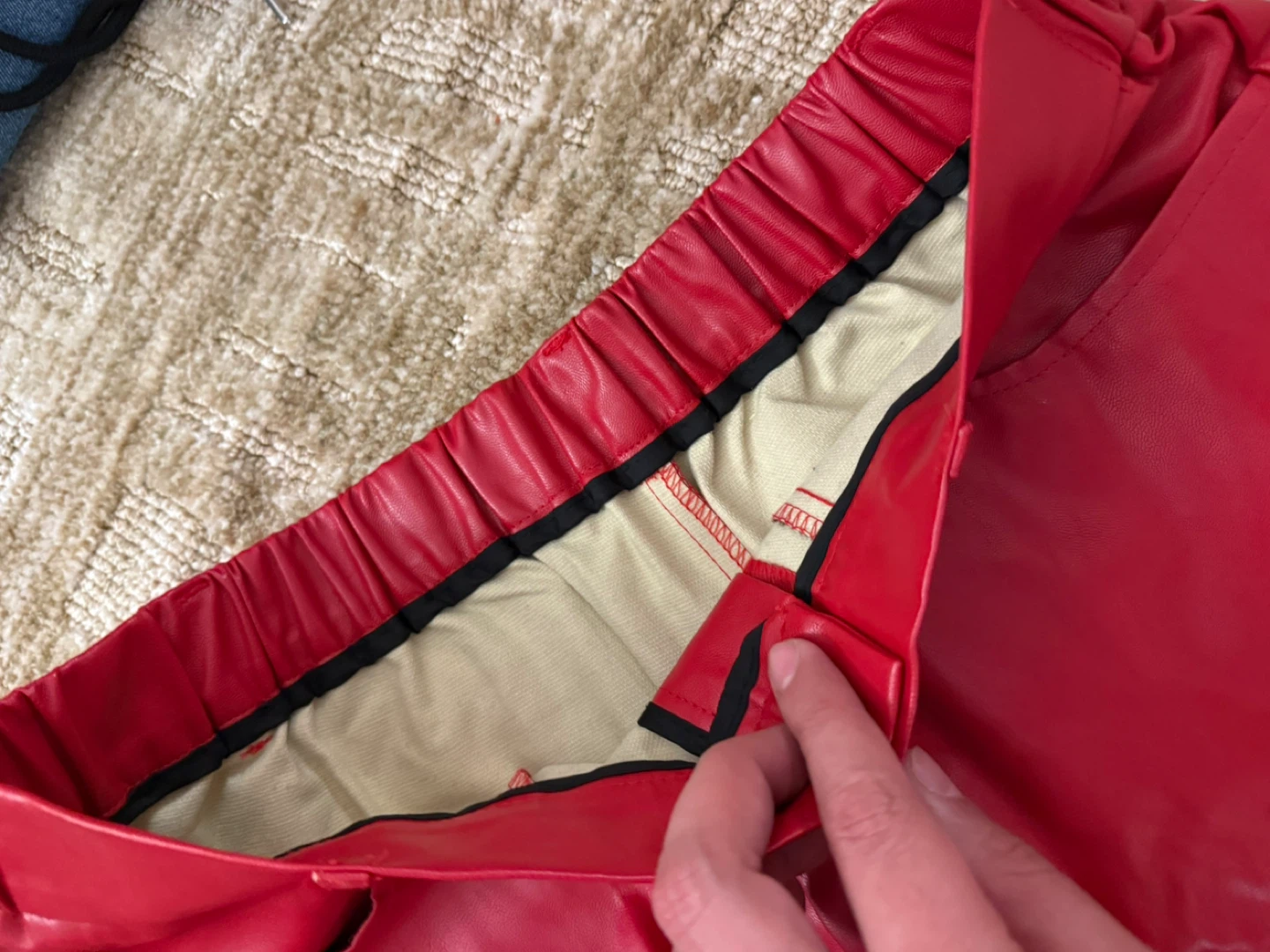 Red Faux Leather Pants - photo 4