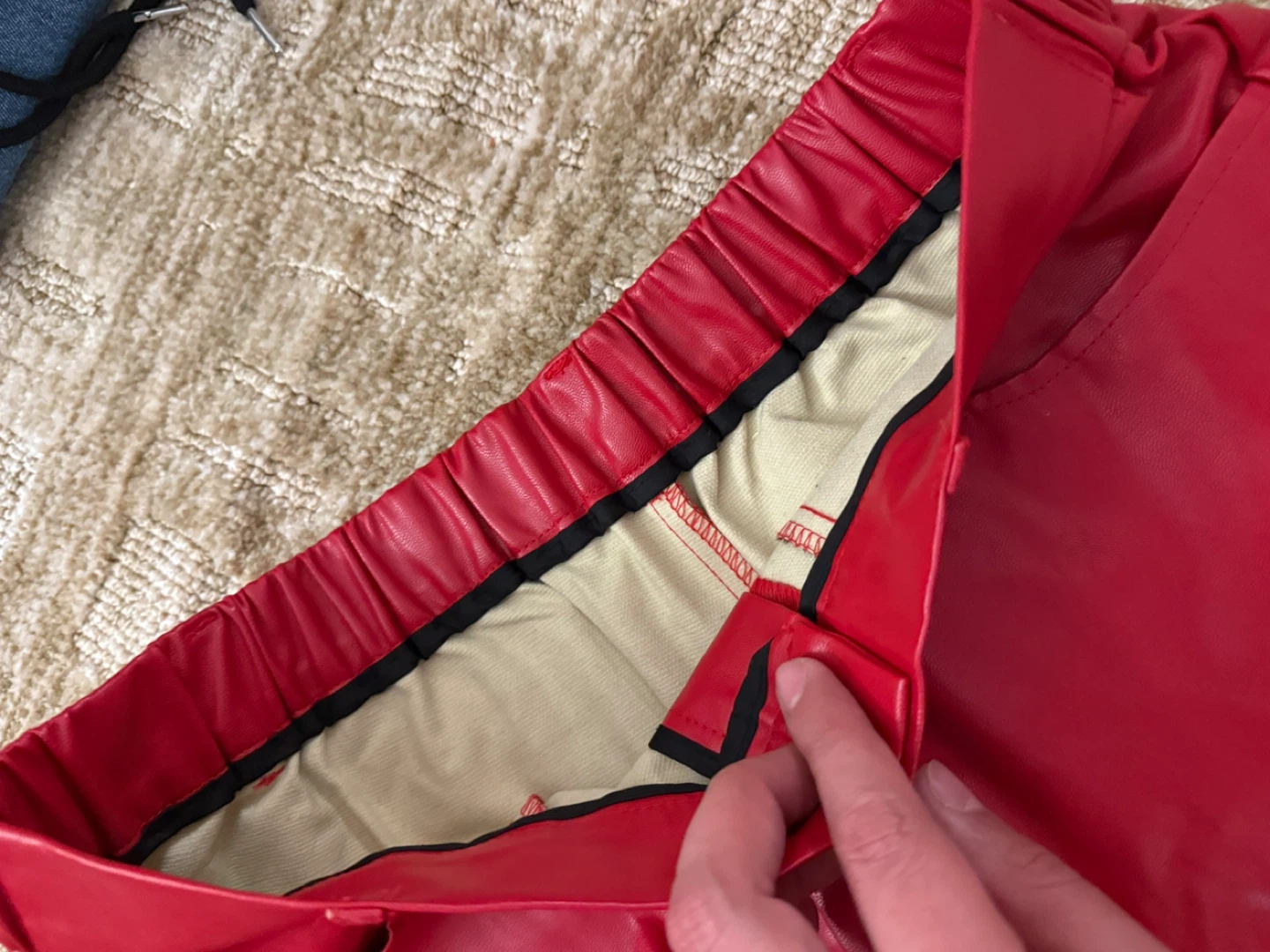 Red Faux Leather Pants - photo 3