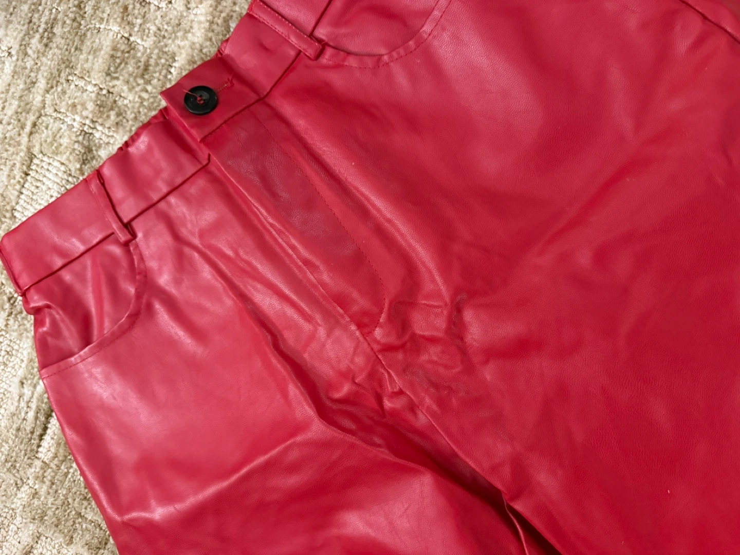 Red Faux Leather Pants - photo 2
