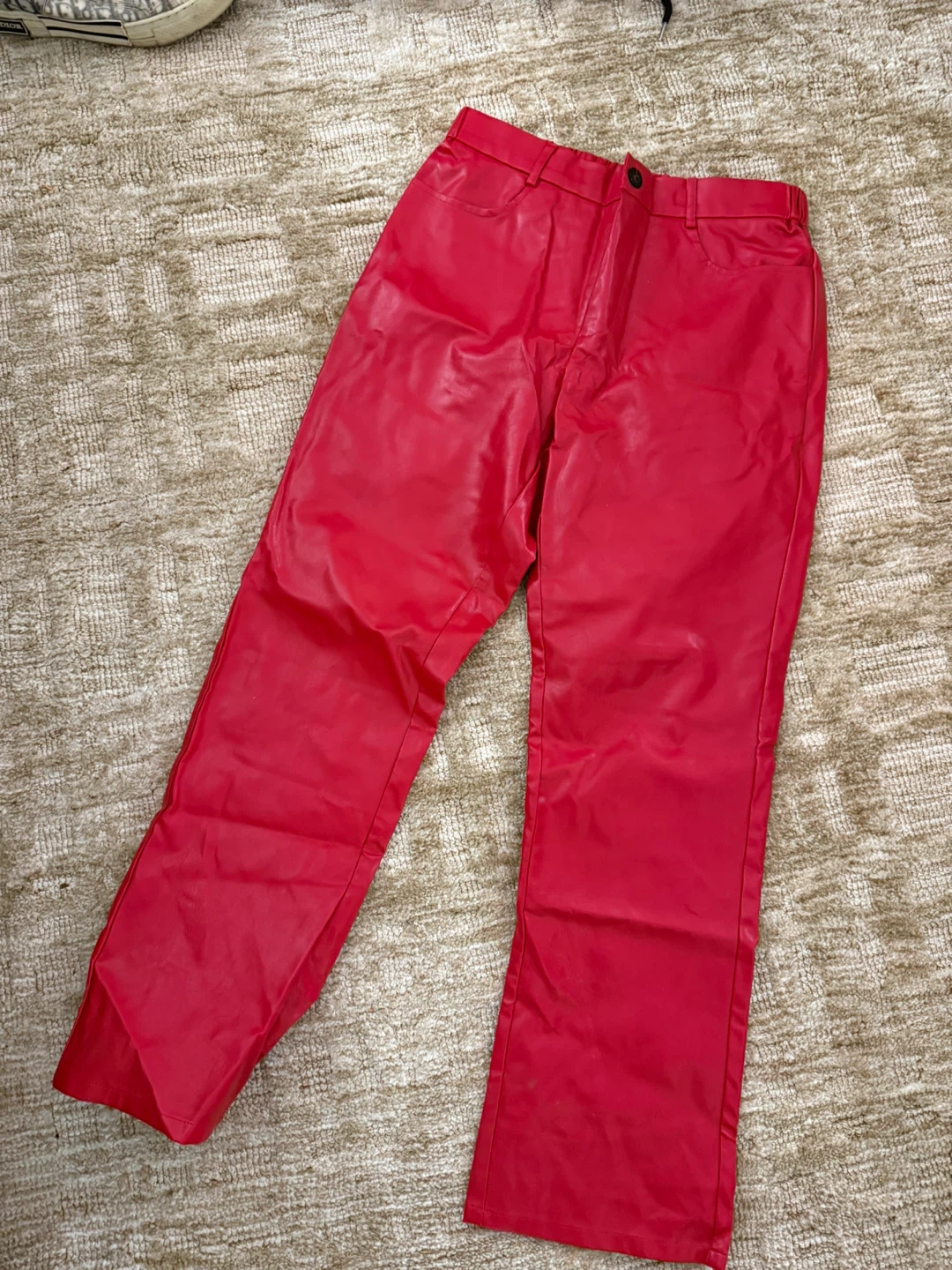 Red Faux Leather Pants