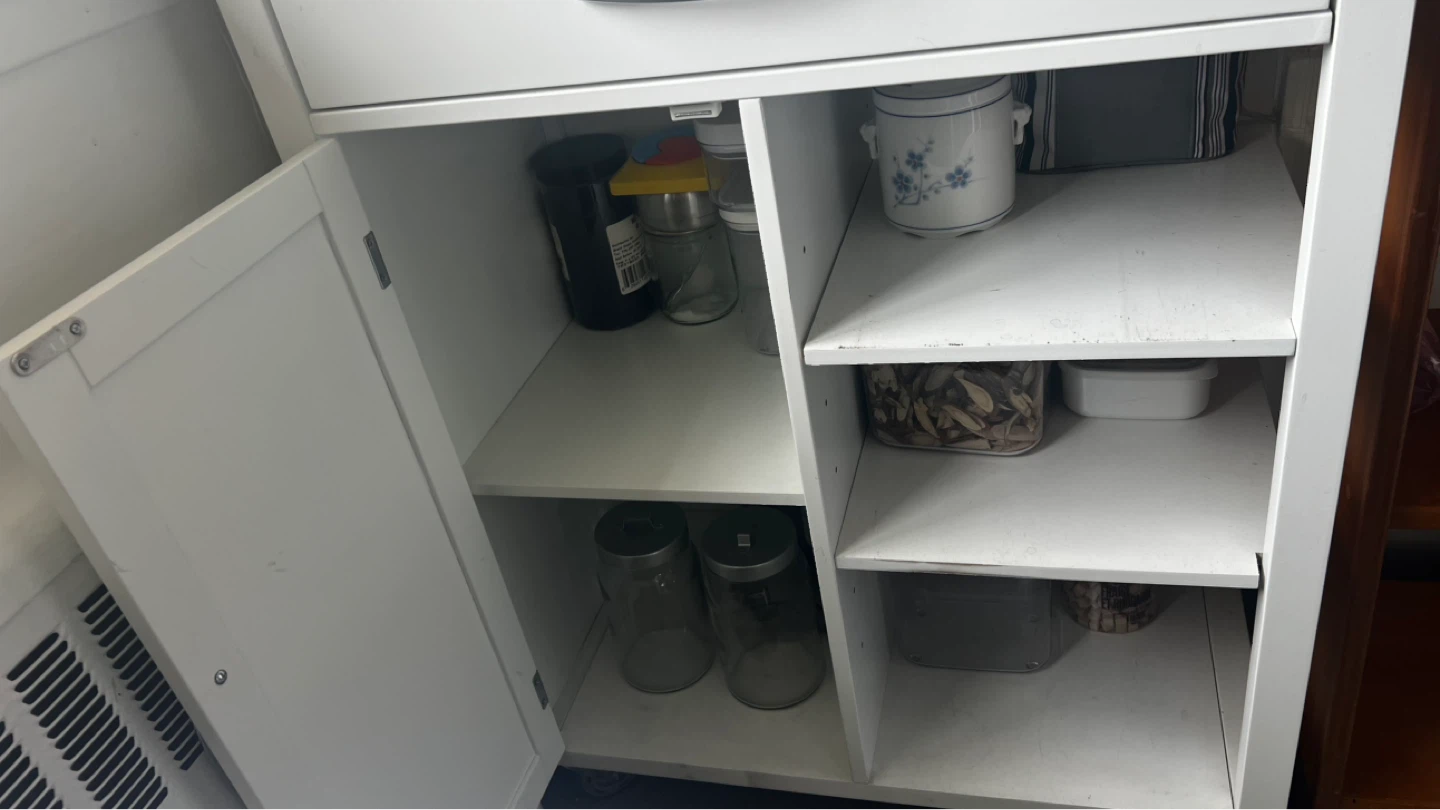 White Kitchen Cart with Butcher Block Top - photo 2