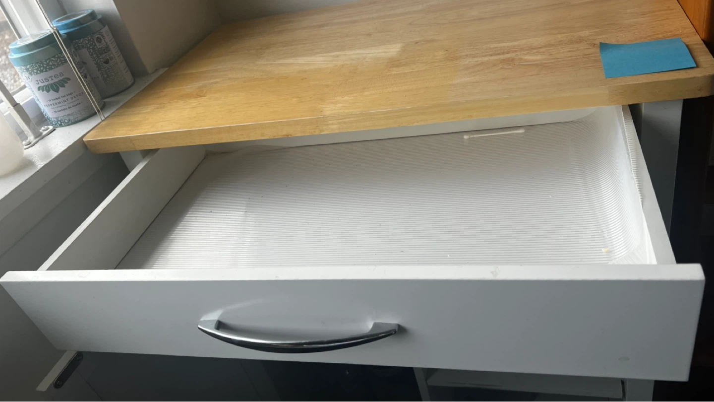 White Kitchen Cart with Butcher Block Top - photo 4