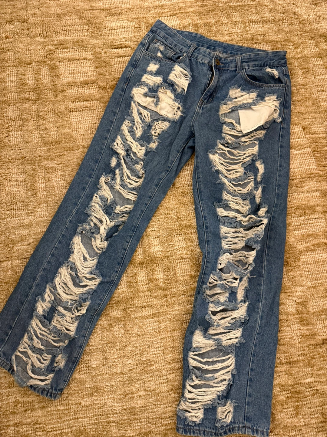 Distressed Blue Denim Jeans - photo 2