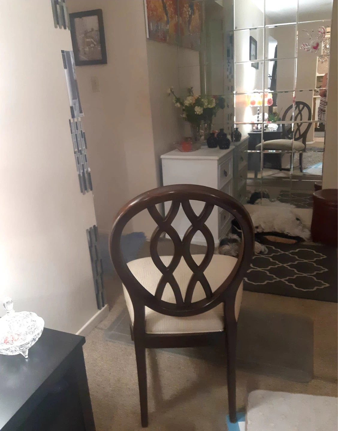 Wooden Dining Chair with Beige Cushion - photo 3
