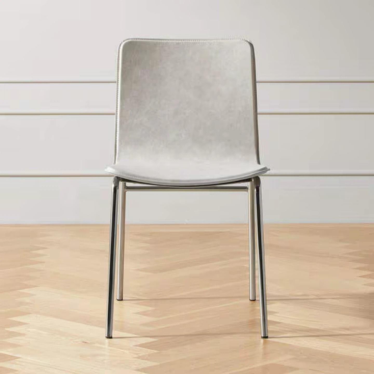 Set of 2 Gray Faux Leather Dining Chairs