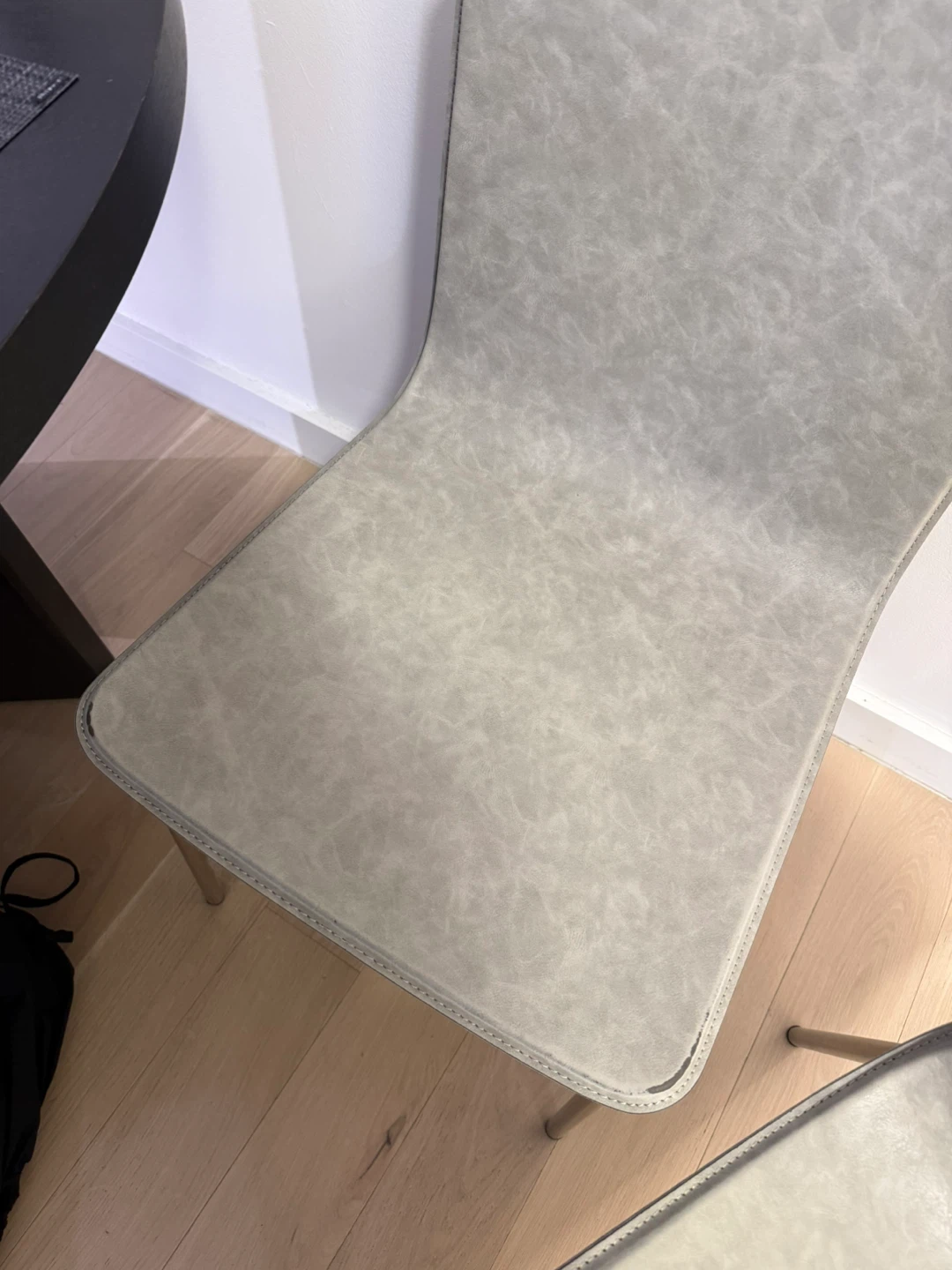 Set of 2 Gray Faux Leather Dining Chairs - photo 5