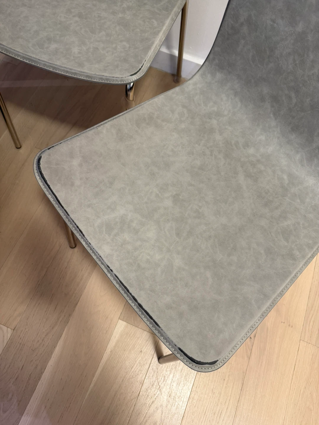 Set of 2 Gray Faux Leather Dining Chairs - photo 4