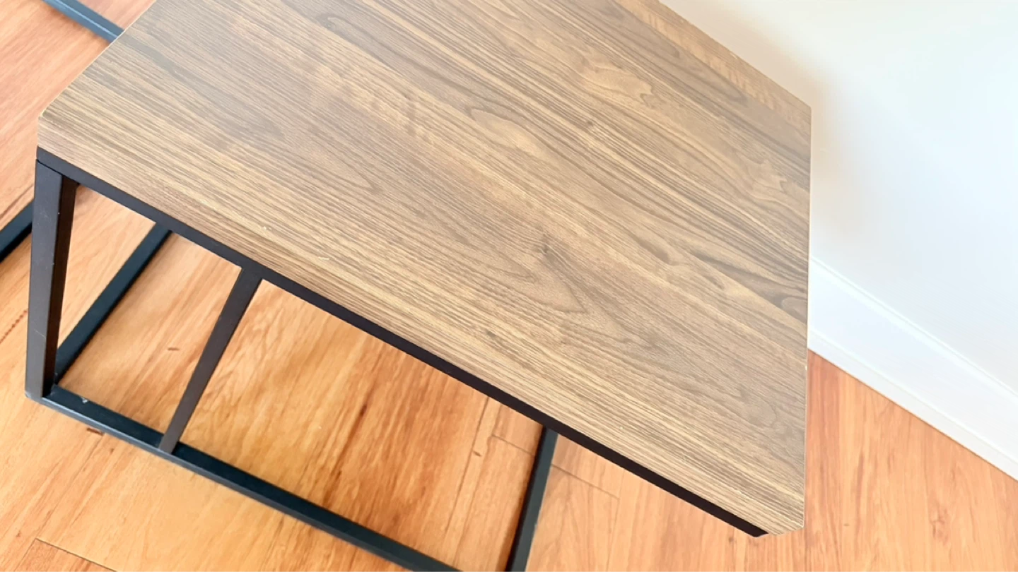 Nesting Coffee Tables - Wood Grain and Black Metal - photo 5