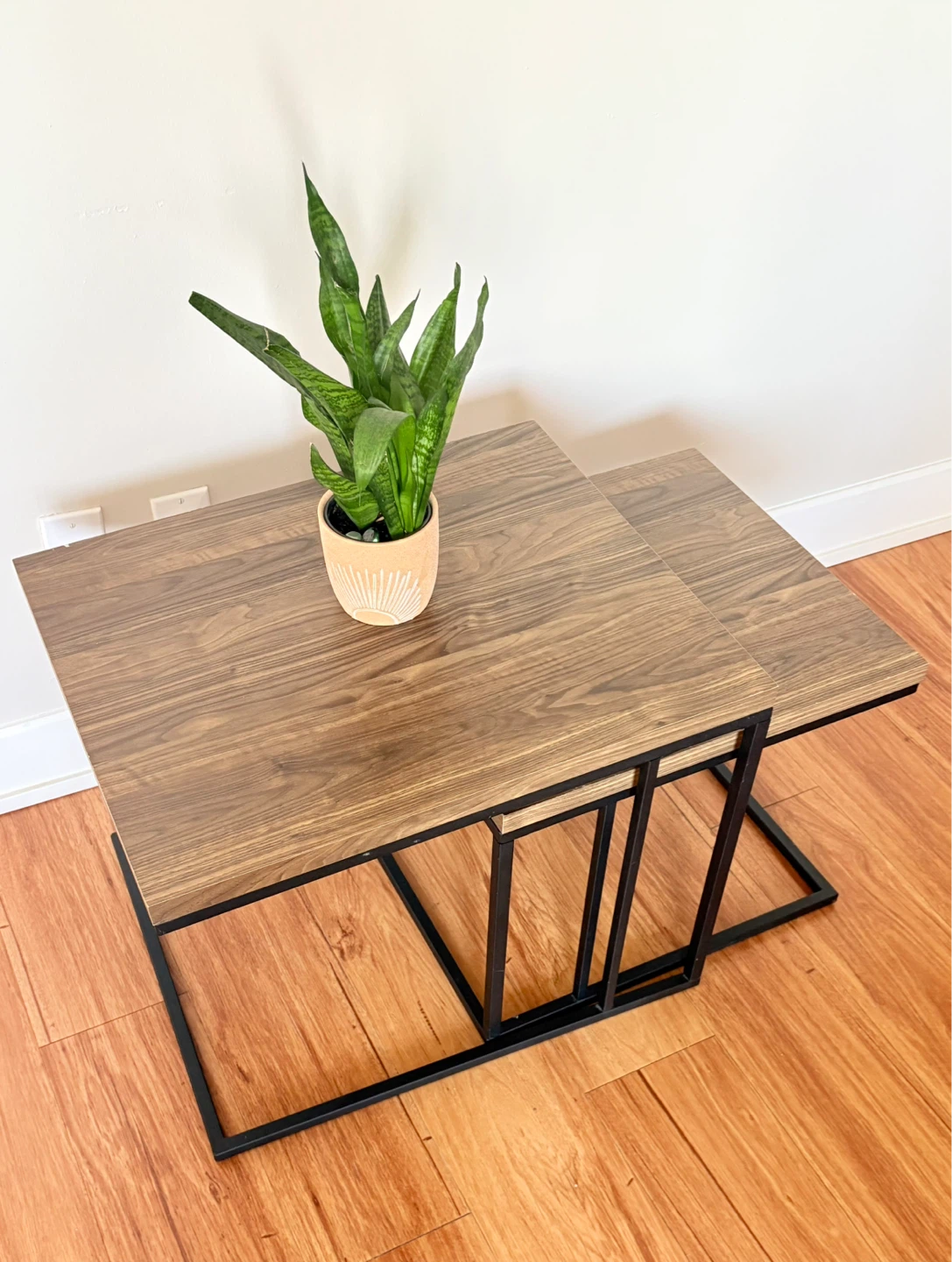 Nesting Coffee Tables - Wood Grain and Black Metal - photo 2