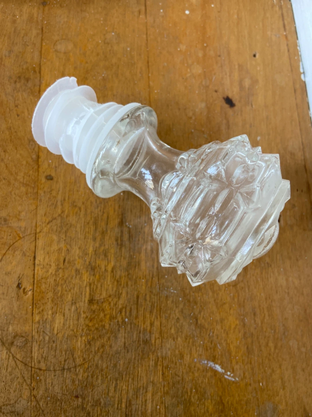 Vintage Clear Glass Decanter Bottle with Stopper - photo 2