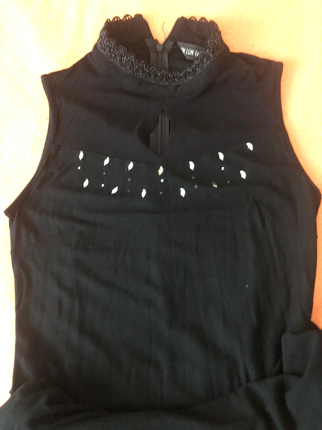 Black Sleeveless Mock Neck Dress with Embellishments - photo 2