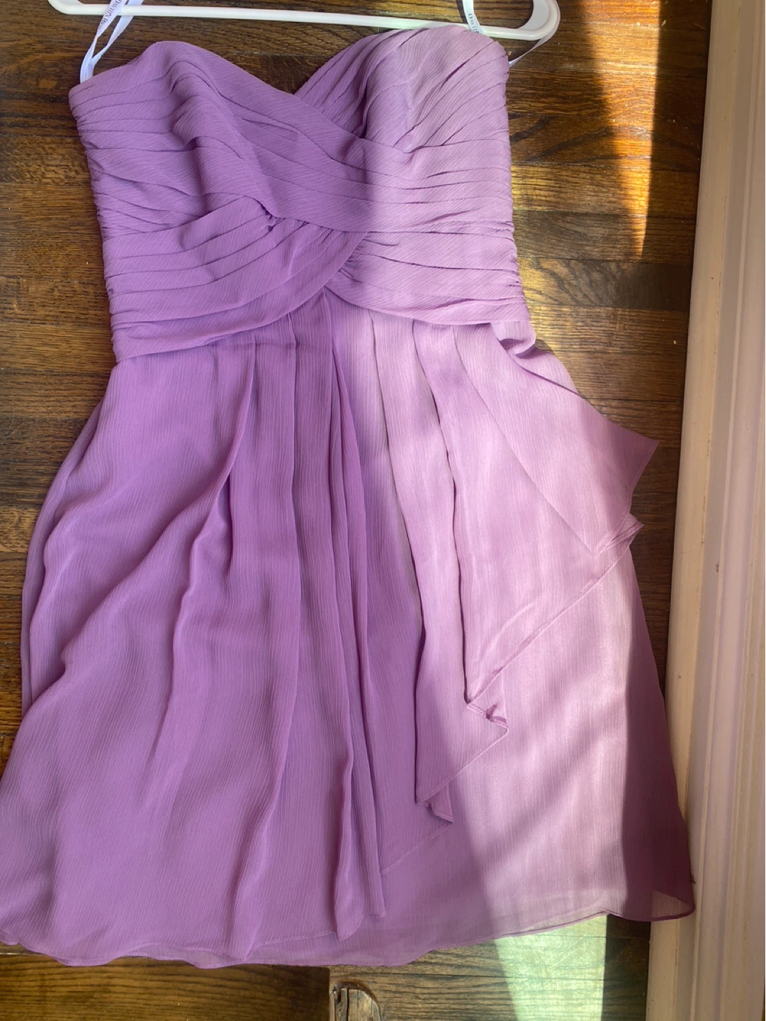 David's Bridal Strapless Purple Chiffon Dress Size 2