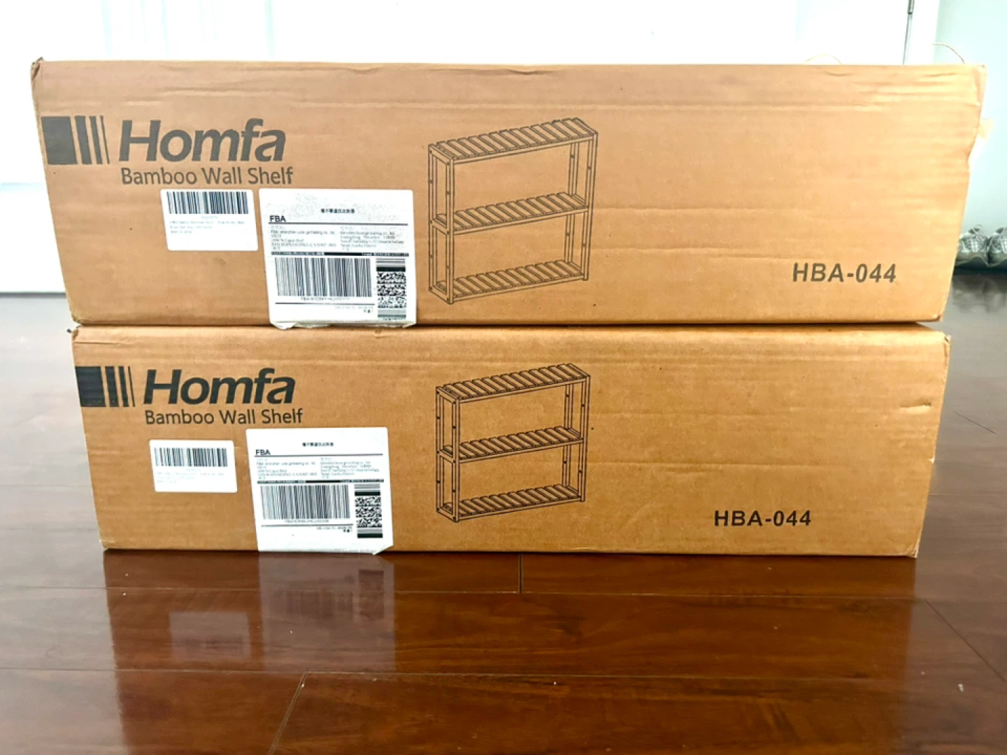Homfa Bamboo Wall Shelf 2-Tier