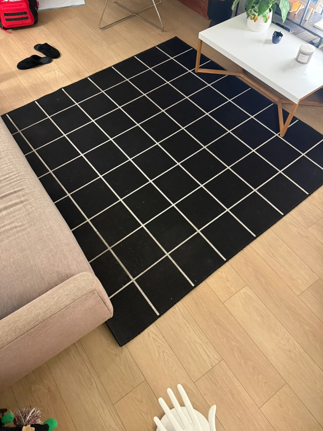 Black Grid Area Rug